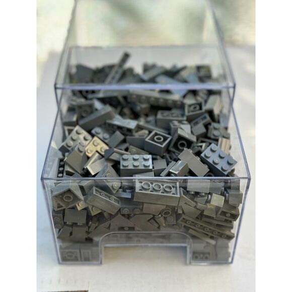 Dark Grey Legos In New Stackable Clear Acrylc Box Size 7.5"D x 6"W x 4.4"H Mixed - Picture 3 of 7